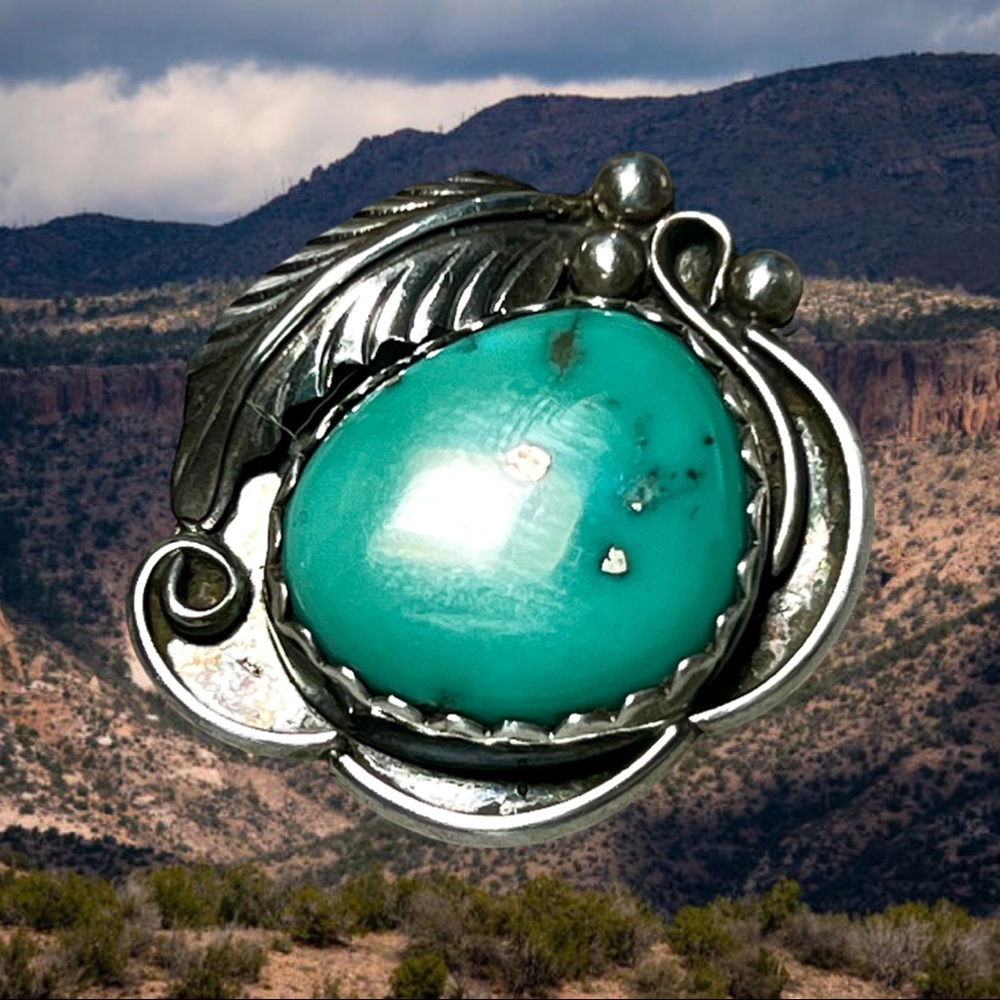 Fannie Platero Navajo Sterling Silver Turquoise Pin/Pendant